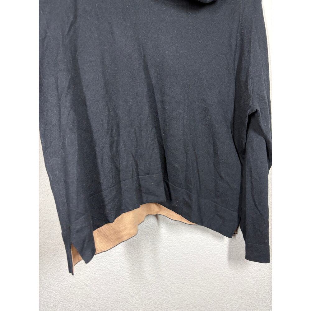 Max Mara Large Cowl Neck Sweater Black Tan Maglia Knitted Silk Cashmere - Picture 6 of 9